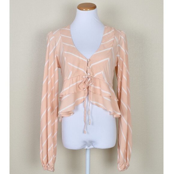 Free People Tops - Free People Samifran Stripe Ruffle Crop Top NEW XS
